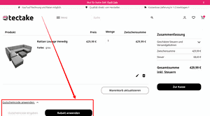 tectake Rabattcode einlösen