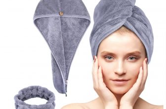 Acksonse Haarturban Stück, Turban Handtuch mit Knopf, Schnelltrocknend Haarhandtuch für Frauen, Mi