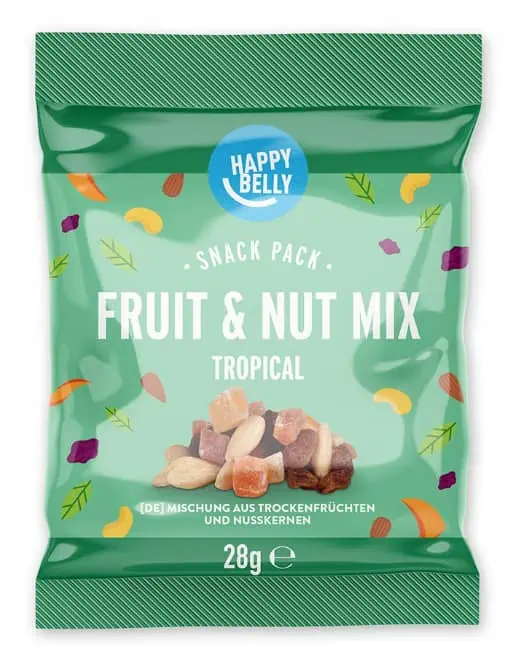 Amazon-Marke: Happy Belly Mischung aus Trockenfrüchten und Nusskernen, 28gr x 20-er pack ab 4,86 € inkl. Versand (statt 8,35 €)