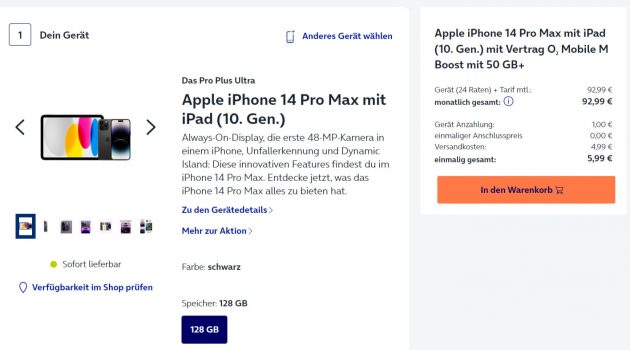 Apple iPhone Pro Max + iPad . Gen Wifi mit O Mobile M Boost + GB