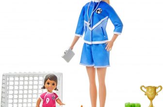 Barbie GLM Fußballtraining Spielset mit Fußballtrainerin Puppe (blond)