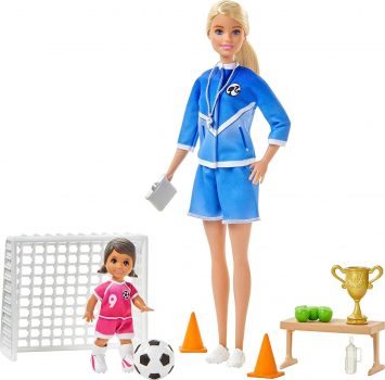 Barbie GLM Fußballtraining Spielset mit Fußballtrainerin Puppe (blond)