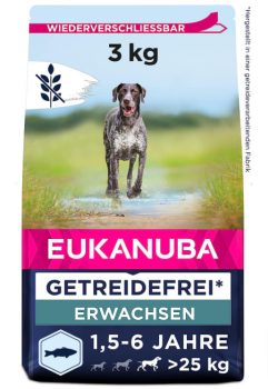 Eukanuba Hundefutter getreidefrei mit Fisch für große Rassen Trockenfutter für ausgewachsene Hunde kg Amazon de Haustier