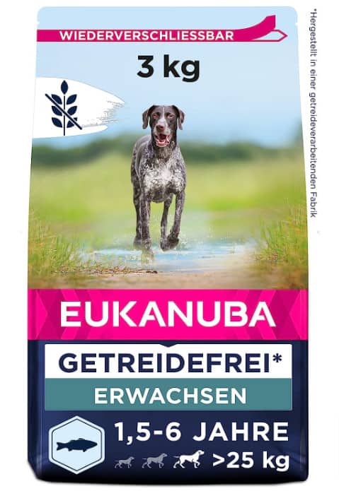 Eukanuba Hundefutter Getreidefrei Mit Fisch Für Große Rassen Trockenfutter Für Ausgewachsene Hunde Kg Amazon De Haustier