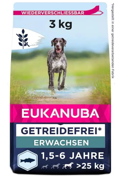Eukanuba Hundefutter getreidefrei mit Fisch für große Rassen – Trockenfutter für ausgewachsene Hunde, 3 kg ab 11,96 € inkl. Prime-Versand (statt 24,18 €)