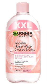 Garnier Mizellenwasser XL mit Rosenwasser, für müde & empfindliche Haut, entfernt Make Up & bringt H