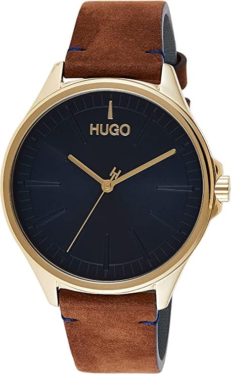 Hugo Analog Quarzuhr Für Herren Mit Braunes Lederarmband ()