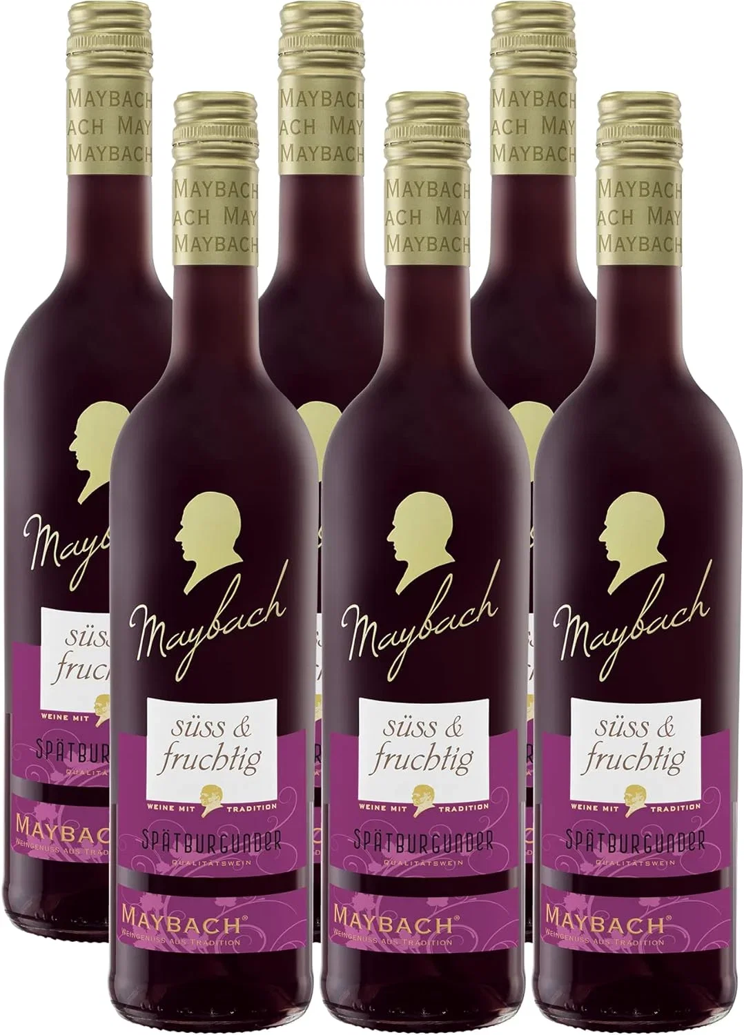 Maybach Spätburgunder Rotwein süß und fruchtig 6er Pack (6 x 0.75 l)
