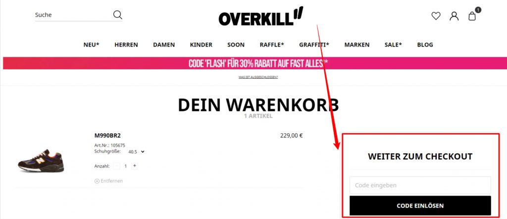 OVERKILL Rabattcode einlösen