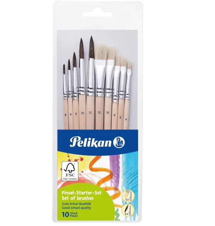 Pelikan 700405 Pinsel Starter-Set -Mit 5 Haar- Und 5 Borstenpinseln