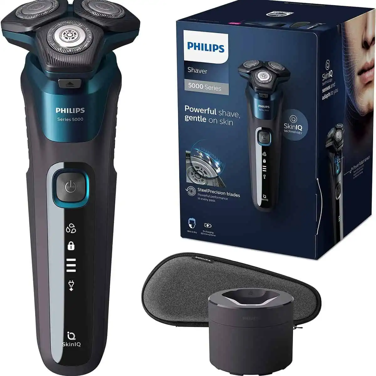 Philips S5579/50 Herrenrasierer  Elektrischer Nass- und Trockenrasierer mit SkinIQ Technologie inkl. Reinigungsstation & Reiseetui für 63,00 € inkl. Versand (statt 106,95 €)