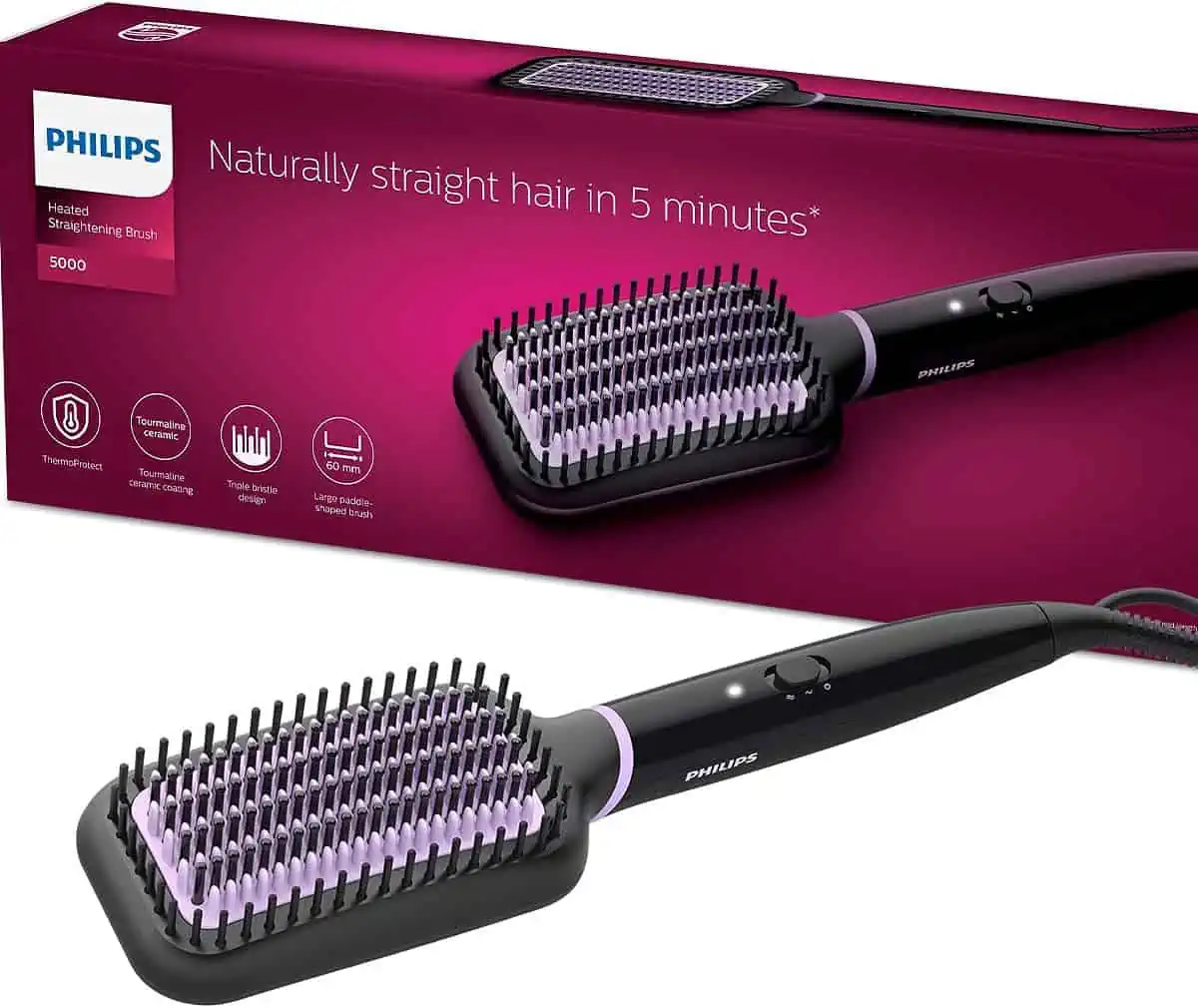 Philips StyleCare Aufheizbare Bürste BHH880/00 (Glättbürste, 170 °C, 200 °C, PTC, Schwarz, Pink, Hängender Ring) für 27,99 € inkl. Versand (statt 34,90 €)