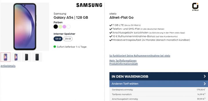 Samsung Galaxy A + otelo Allnet Flat Go mit GB