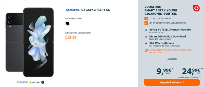Samsung Galaxy Z Flip G + Vodafone Smart Entry Young mit GB G