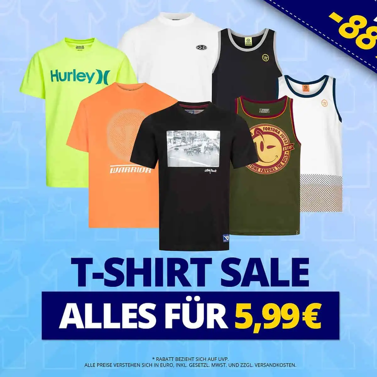 SportSpar T-Shirt Sale mit 88 T-Shirts, Tank-Tops, Trikots & Funktionsshirts für je 5,99 € zzgl. Versand