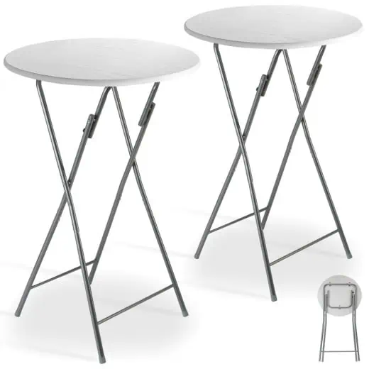 casario Stehtisch 2er-Set Weiß Holzdekor Ø60cm klappbar für 56,95 € inkl. Versand
