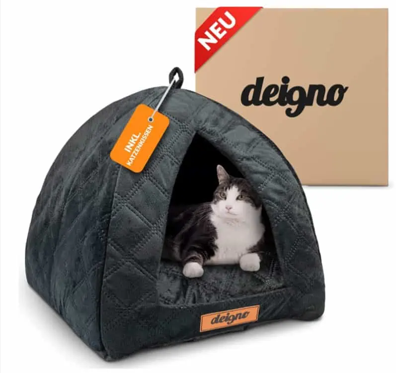 deigno Katzenbett flauschig aus Samt hergestellt für 19,99 € inkl. Prime-Versand (statt 29,99 €)