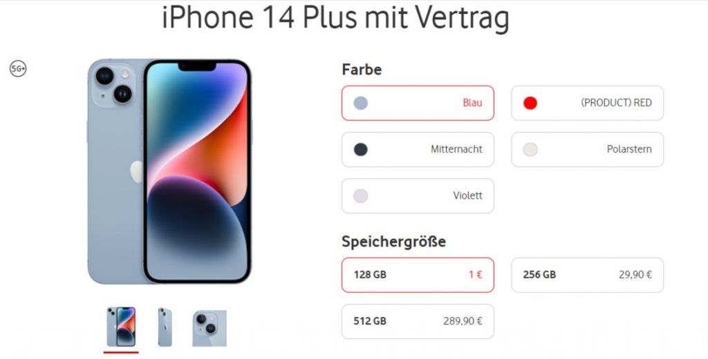 Iphone 14 Plus + Vodafone Gigamobil M Mit Gigakombi 50 Gb