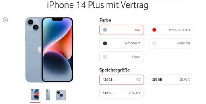 iPhone Plus + Vodafone GigaMobil M mit GigaKombi GB