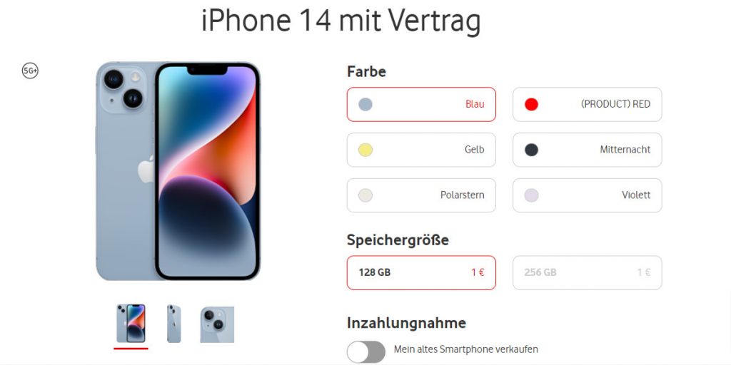 Iphone 14 + Vodafone Gigamobil M Mit Gigakombi 50 Gb