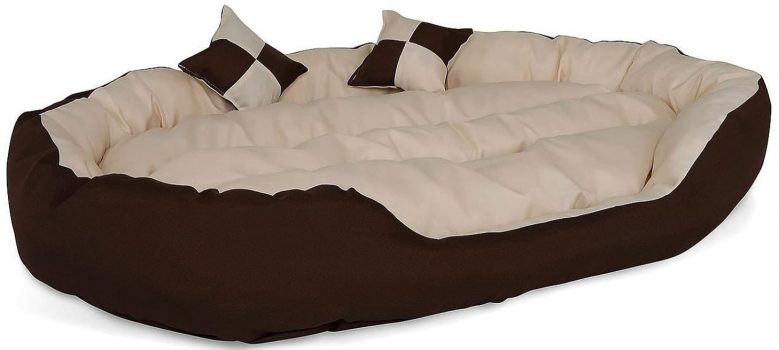 lionto in Hundebett Hundekissen Hundekörbchen mit Wendekissen L x cm braun beige Amazon de Haustier