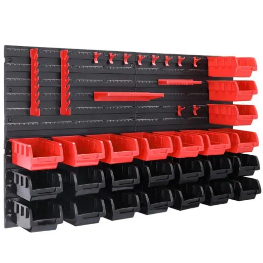 monzana Wandregal mit Stapelboxen/Werkzeughalter 43-teilig für 35,95 € inkl. Versand