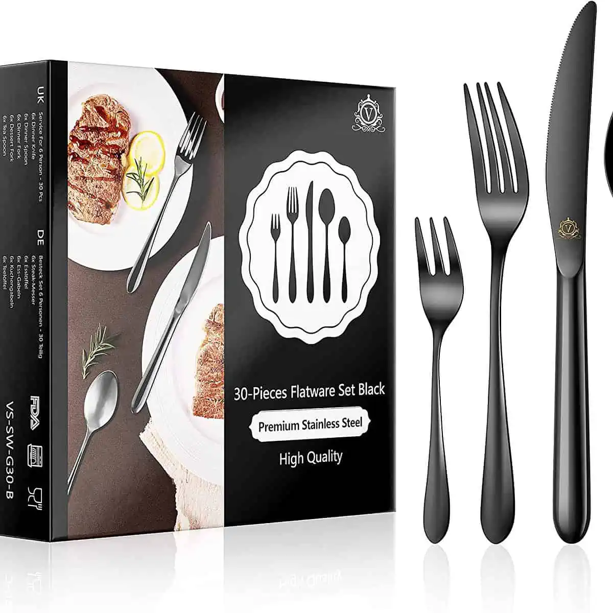 vancasso Besteck Set für 6 Personen (18/10 Edelstahl Besteckset mit Messer/Gabel/Löffel/Dessertlöffel/Dessertgabel, 30-teilig) für 39,19 € inkl. Versand (statt 56,99 €)