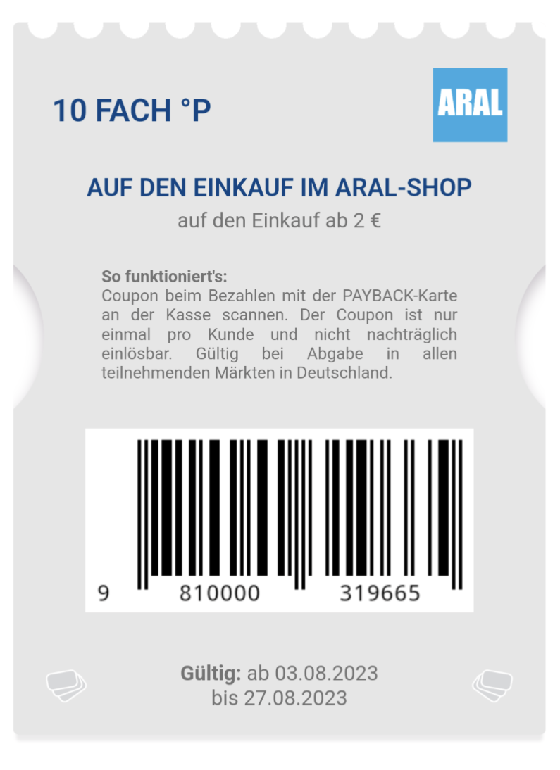 Aral 10-Fach Payback Punkte Auf Den Einkauf Im Aral Shop2