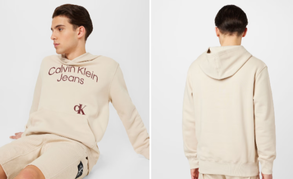 Calvin Klein Jeans Sweatshirt in Beige ABOUT YOU