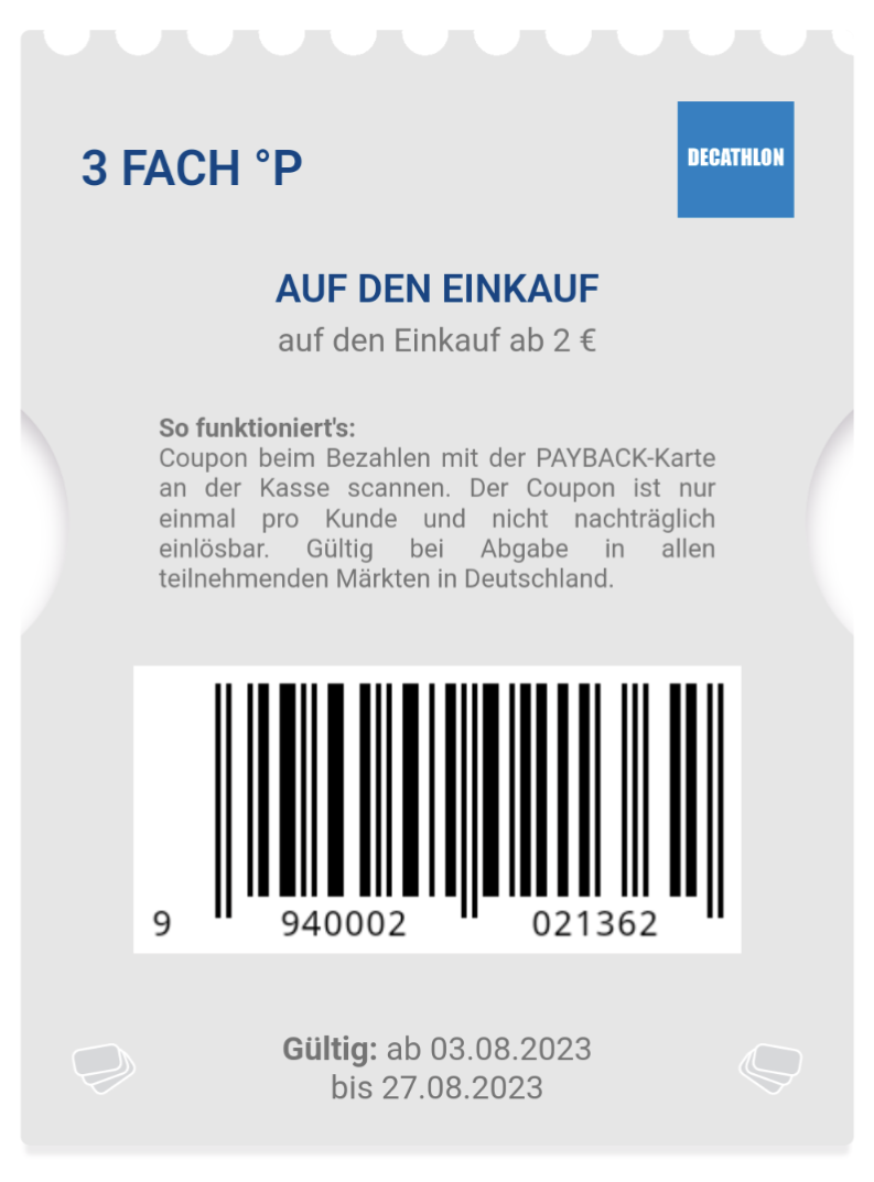 Decathlon 3-Fach Payback Punkte