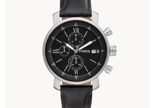 Fossil Herrenuhr Rhett Chronograph Leder in schwarz