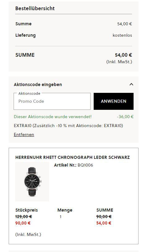 Fossil Herrenuhr Rhett Chronograph Leder In Schwarz Warenkorb