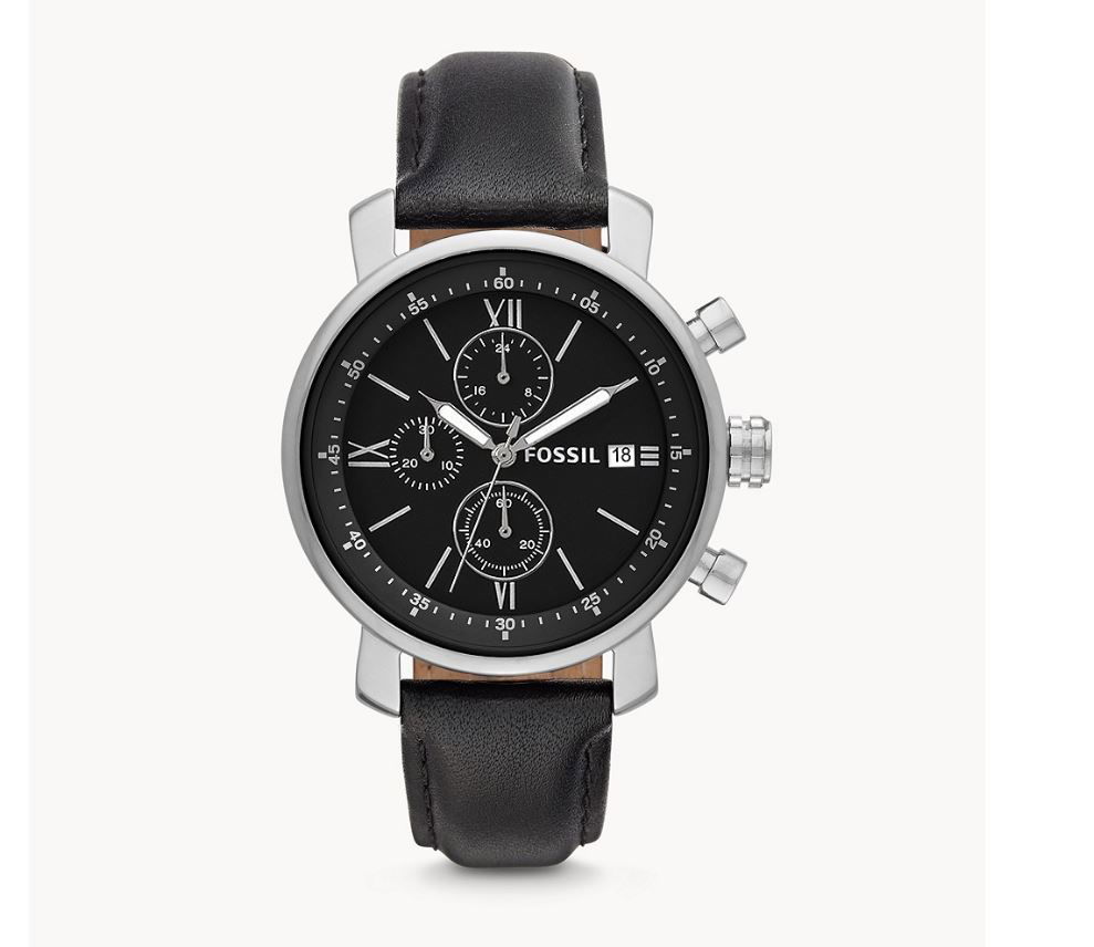 Fossil Herrenuhr Rhett Chronograph Leder In Schwarz