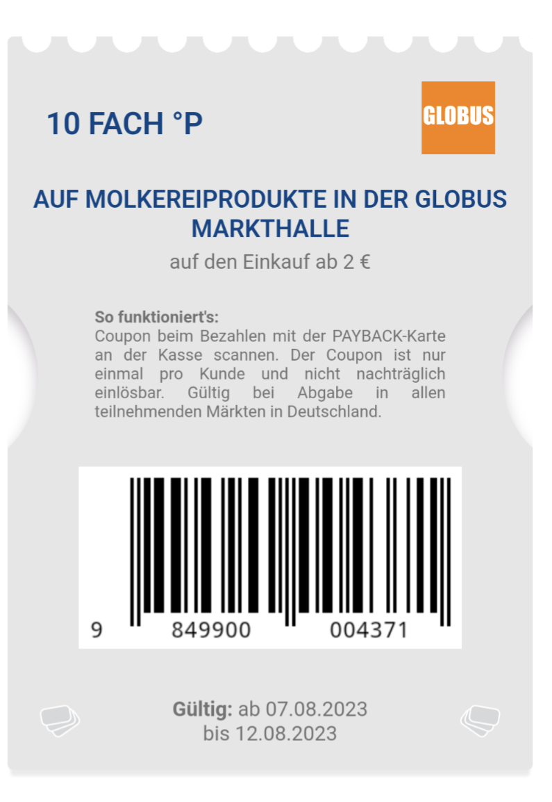 Globus Markthalle 10-Fach Payback Punkte Auf Molkereiprodukte