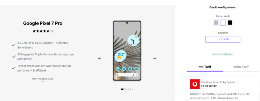 Google Pixel Pro + Vodafone Smart Entry Spezial GB G