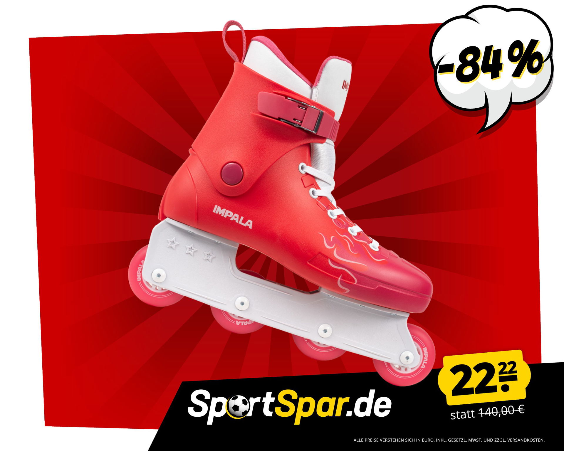 IMPALA Skate Lightspeed Inline-Skates (Gr. 35 bis 44,5) für 26,17 € inkl. Versand