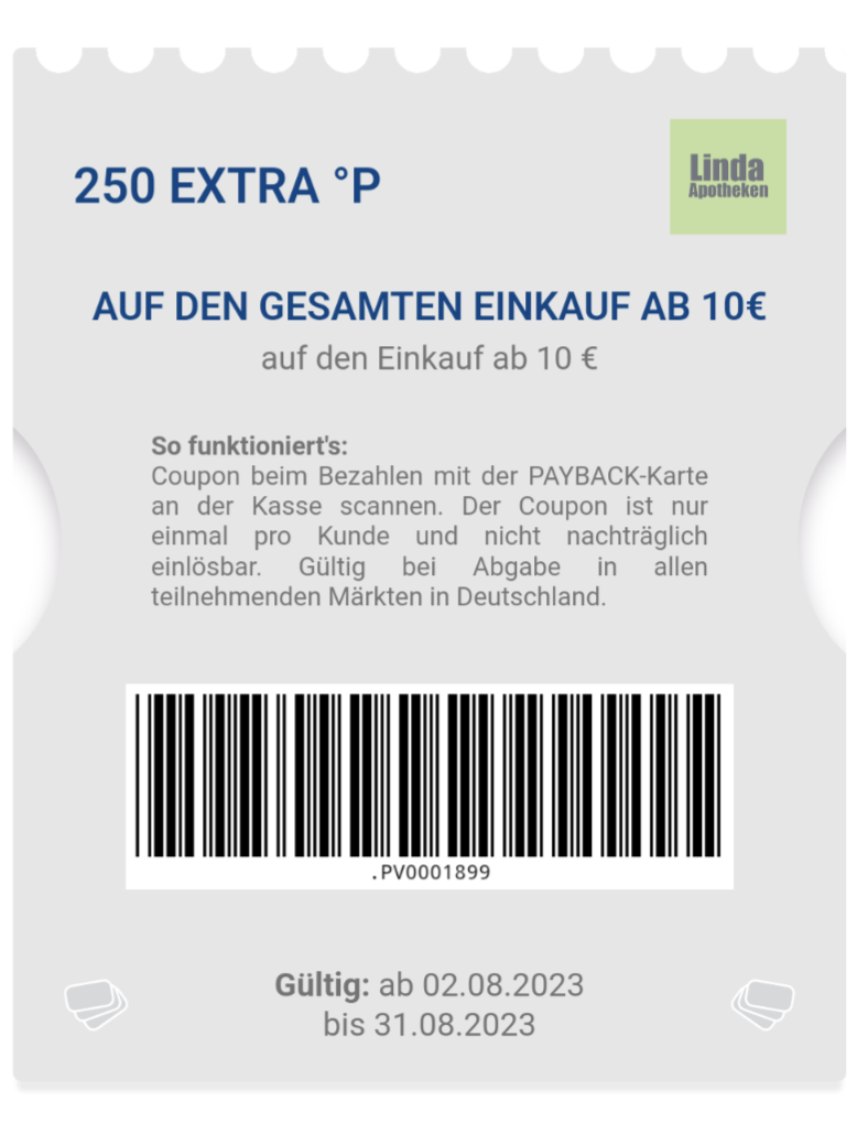 250 Extra-Payback-Punkte Ab 10 € Einkaufswert Bis Zum 31.08.