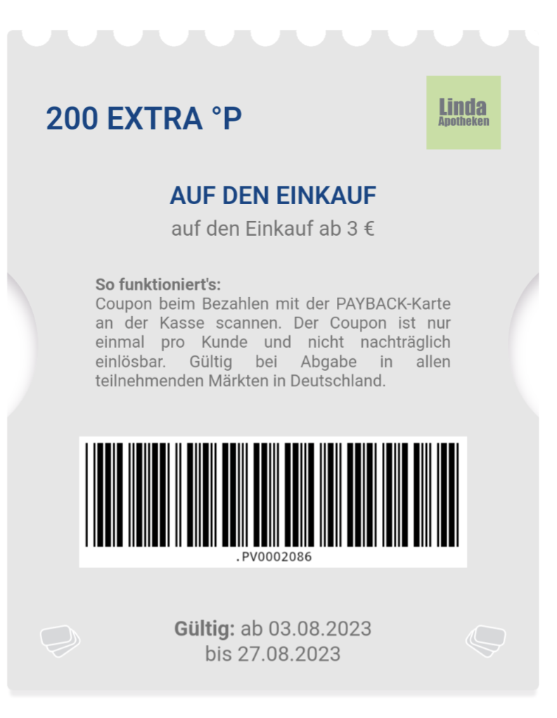 200 Extra-Payback-Punkte Ab 3 € Einkaufswert Bis Zum 31.08.