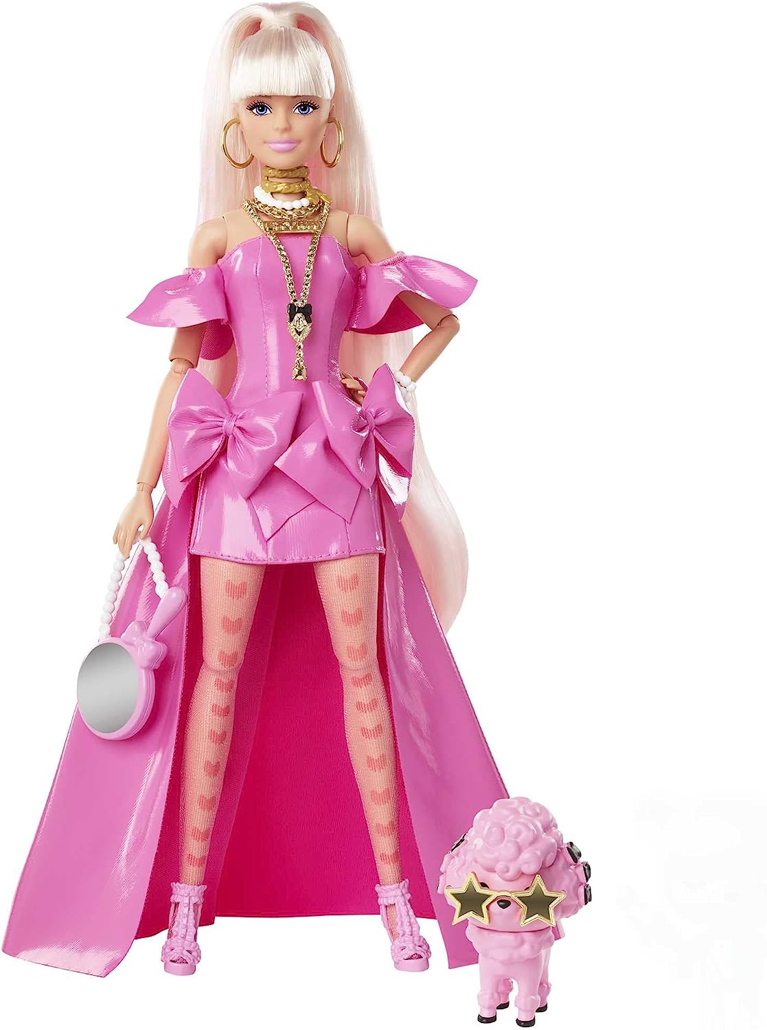 Mattel Barbie Hhn Extra Fancy Puppe In Asymmetrischem, Glänzendem Rosa Kleid