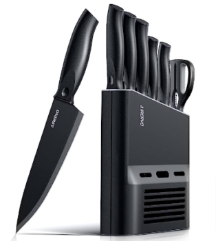 Messerset mit Messerblock Set TLG Kochmesser Set mit Messer Schere Messerblock zum Hacken von Fleisch Obst Gemüse das Scheiben Würfeln Schneiden Amazon de Küche Haushalt Wohnen