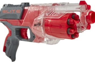 NERF Elite Disruptor Blaster, Dart Trommel, Elite Darts, Schnellfeuer in durchsichtiges Rot