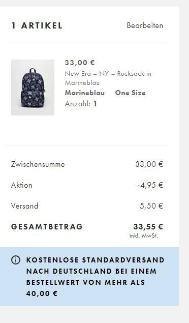 New Era – Ny – Rucksack In Marineblau Warenkorb