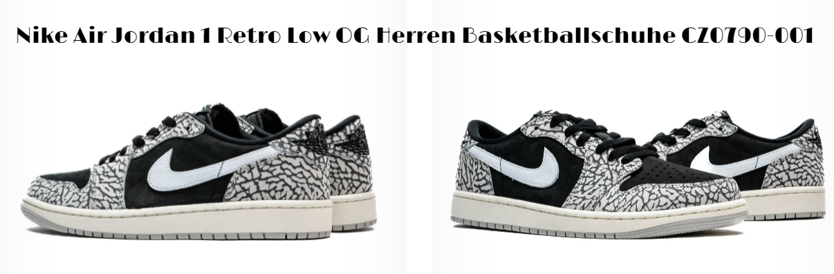 Nike Air Jordan 1 Retro Low OG Herren Basketballschuhe CZ0790-001 (Gr. 40 bis 47,5) für 124,95 € inkl. Versand