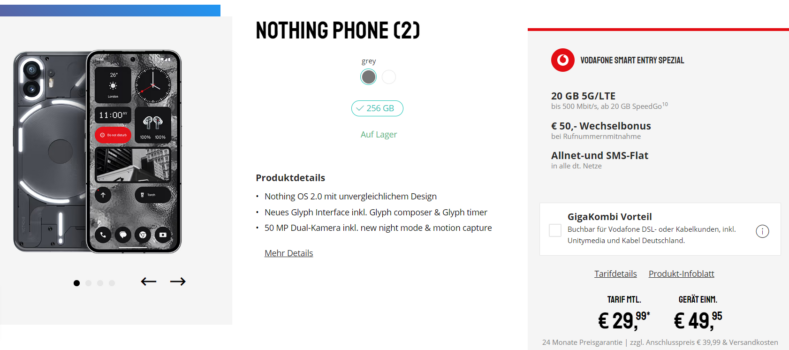 Nothing Phone + Vodafone Smart Entry Spezial GB G