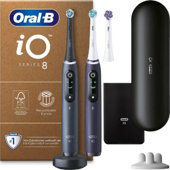 Oral B iO Series Plus Edition Doppelpack (PLUS Aufsteckbürsten inkl. Whitening + Magnet Etui, Putzmodi)