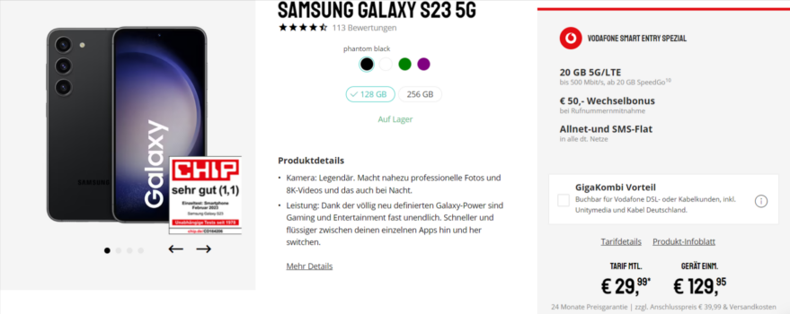 Samsung Galaxy S G + Vodafone Smart Entry Spezial GB G