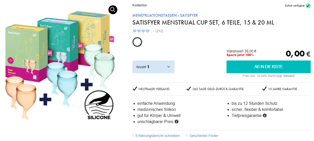 Satisfyer Mentrual Cup Set 6 Teile