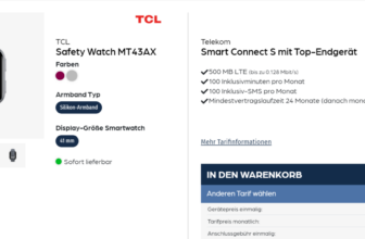 TCL Safety Watch MTAX Senioren Smartwatch mit SOS Funktion + Telekom Smart Connect S MB LTE