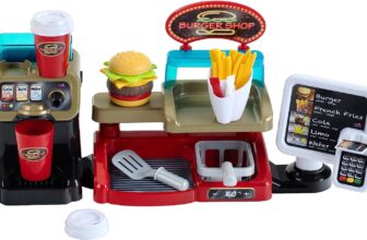 Theo Klein Burger Shop (Burger mit Stecksystem, Zubehör, EC Karte und Lesegerät mit Sound)