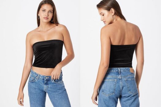 Urban Classics Damen Tube Top aus Stretch Samt, schulterfreies Schlauch Oberteil